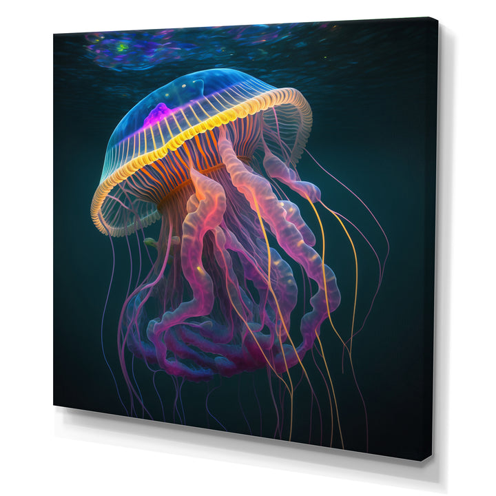 Radiant Colorful Deep Sea Jellyfish - Jellyfish Large Canvas Wall Art