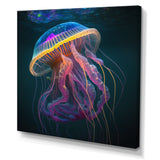 Radiant Colorful Deep Sea Jellyfish - Jellyfish Large Canvas Wall Art