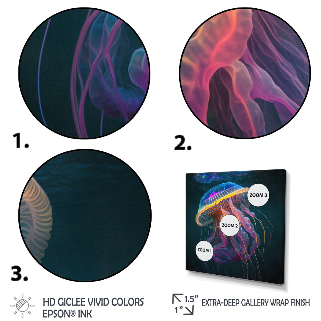 Radiant Colorful Deep Sea Jellyfish - Jellyfish Large Canvas Wall Art