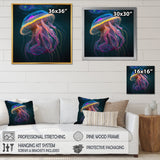 Radiant Colorful Deep Sea Jellyfish - Jellyfish Large Canvas Wall Art