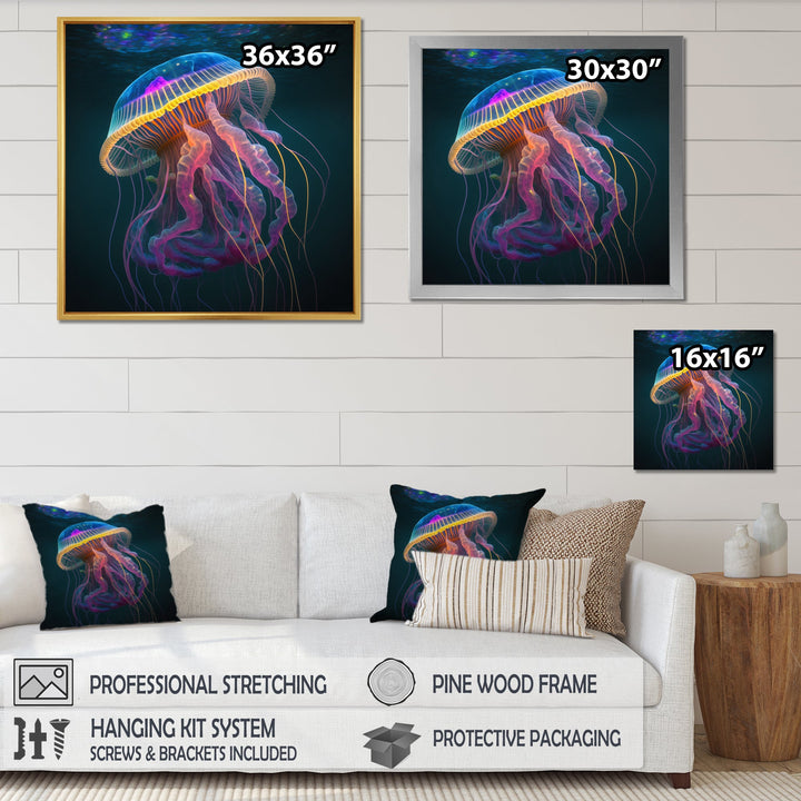 Radiant Colorful Deep Sea Jellyfish - Jellyfish Large Canvas Wall Art