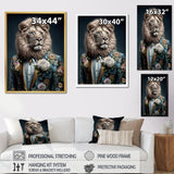 Glamorous Fashion Lion With Flower Suit - Lion Large Canvas Wall Art