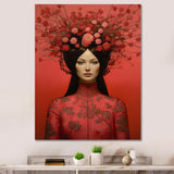 Vintage Portrait Of Mysterious Flower Woman - Lion Home Decor Art