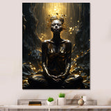 Mystical Woman Meditating Sunny Enchanted Forest - Lion Bedroom Wall Art