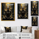 Mystical Woman Meditating Sunny Enchanted Forest - Lion Bedroom Wall Art