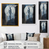 Full Moon Woman Descending Stairs Vintage - Lion Canvas Wall Art