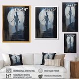 Full Moon Woman Descending Stairs Vintage - Lion Canvas Wall Art