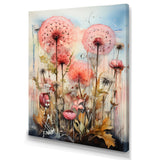 Pink Dandelion Retro Flower Illustration - Lion Canvas Wall Art