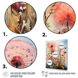 Pink Dandelion Retro Flower Illustration - Lion Canvas Wall Art