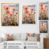 Pink Dandelion Retro Flower Illustration - Lion Canvas Wall Art