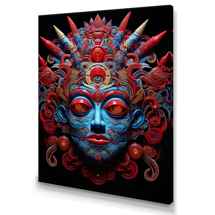 Traditional Mask In Red And Blu - Lion Wall Decor