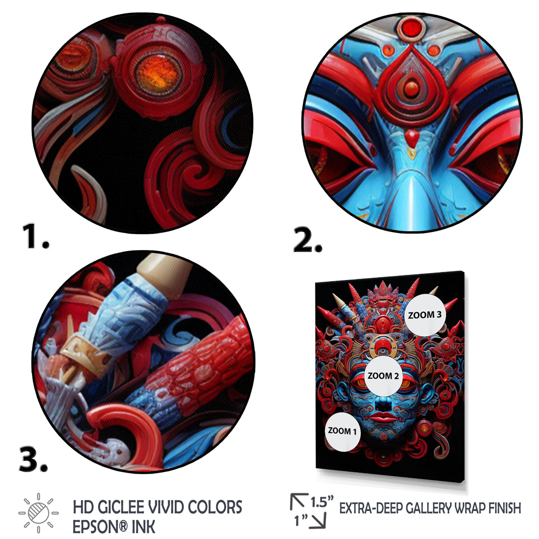 Traditional Mask In Red And Blu - Lion Wall Decor