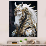 Portrait Of Futuristic White Horse - Lion Wall Art Prints