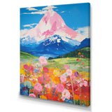 Pink Mountain In Flower Field Painting - Brown Lion Wall Art