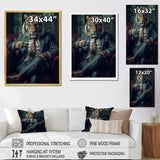 Glamorous Fashion Lion With Flower Suit In Couch - Lion Framed Canvas Art