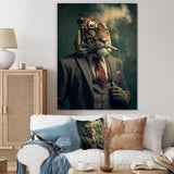 Stylish Lion In Suit Smoking - Lion Home Decor Art
