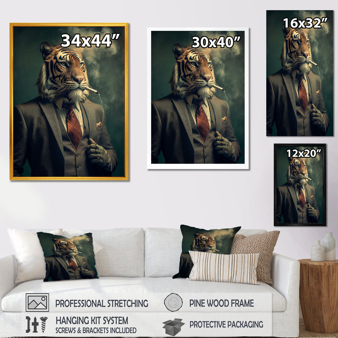 Stylish Lion In Suit Smoking - Lion Home Decor Art