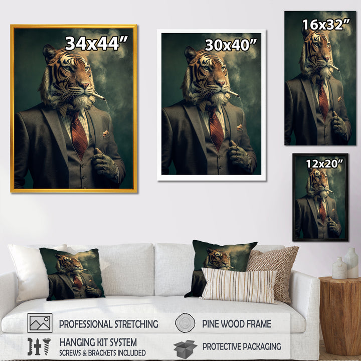 Stylish Lion In Suit Smoking - Lion Home Decor Art