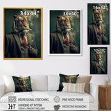 Stylish Lion In Suit Smoking - Lion Home Decor Art