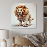 Cute Little Geometric Lion - Lion Bedroom Wall Art