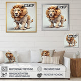 Cute Little Geometric Lion - Lion Bedroom Wall Art