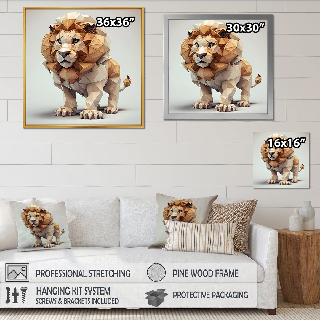 Cute Little Geometric Lion - Lion Bedroom Wall Art