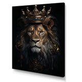 Majestic Lion King With Golden Crown - Lion Canvas Wall Art