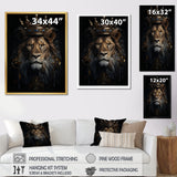 Majestic Lion King With Golden Crown - Lion Canvas Wall Art