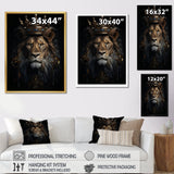 Majestic Lion King With Golden Crown - Lion Canvas Wall Art
