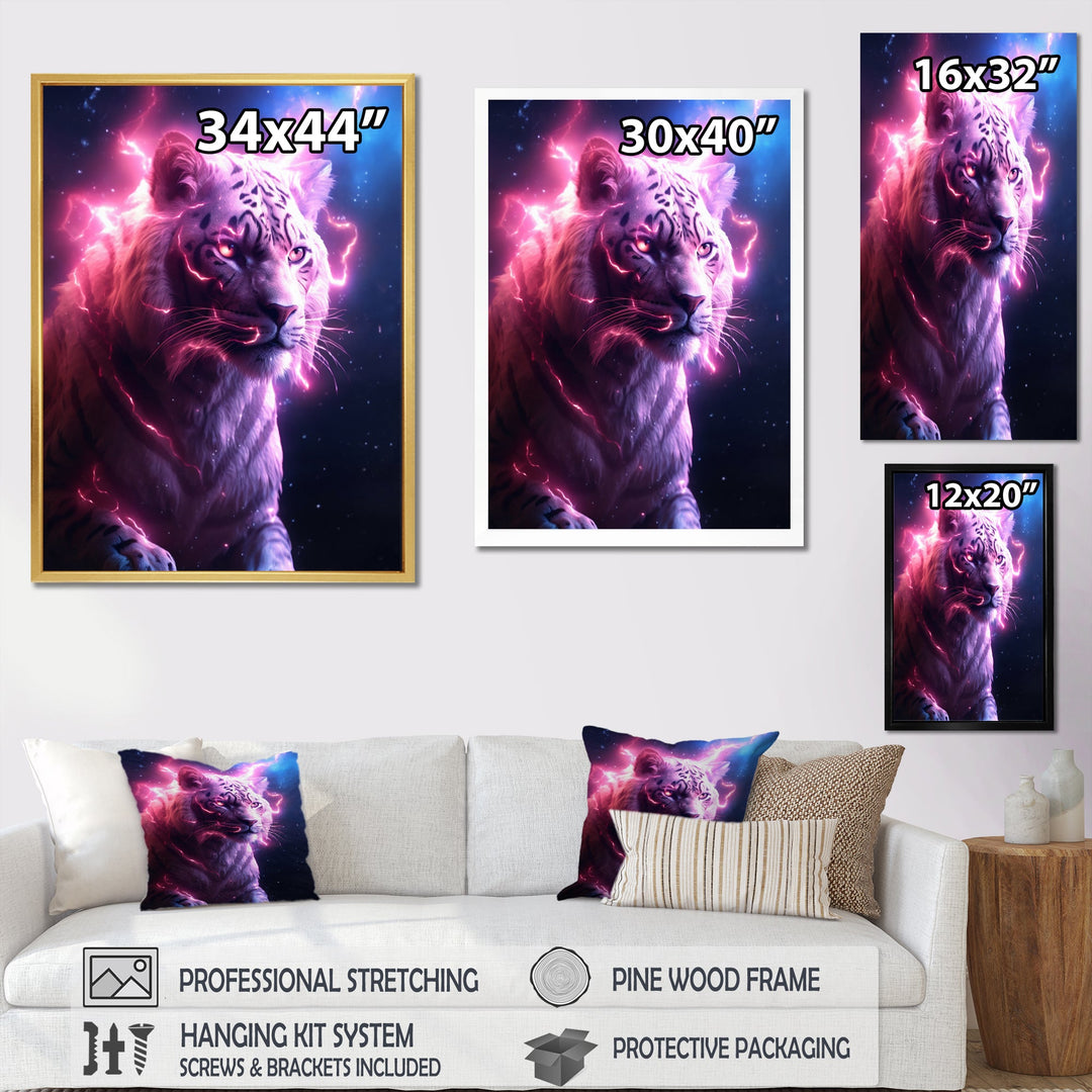 Pink Lightening Wild Tiger - Lion Wall Decor