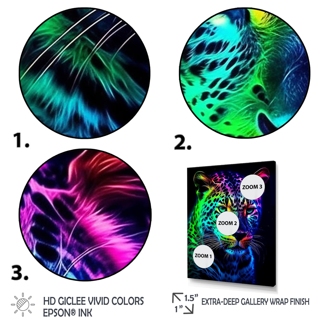 Neon Portrait Of Wild Tiger - Lion Wall Art Prints