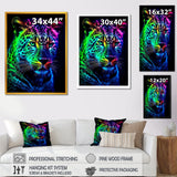 Neon Portrait Of Wild Tiger - Lion Wall Art Prints