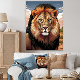 Portrait Of A Wild Lion Vintage Illustration - Brown Lion Wall Art