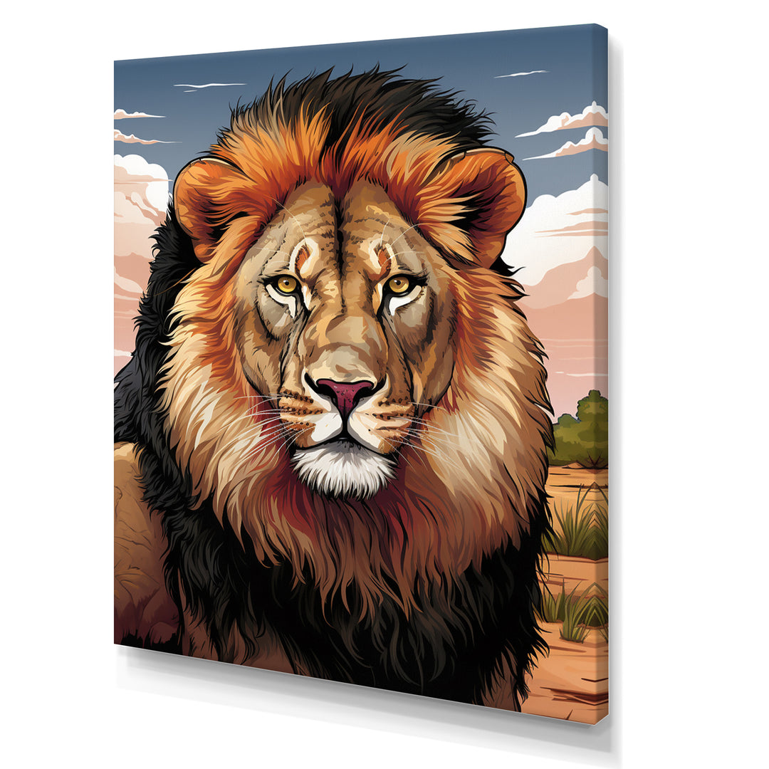 Portrait Of A Wild Lion Vintage Illustration - Brown Lion Wall Art