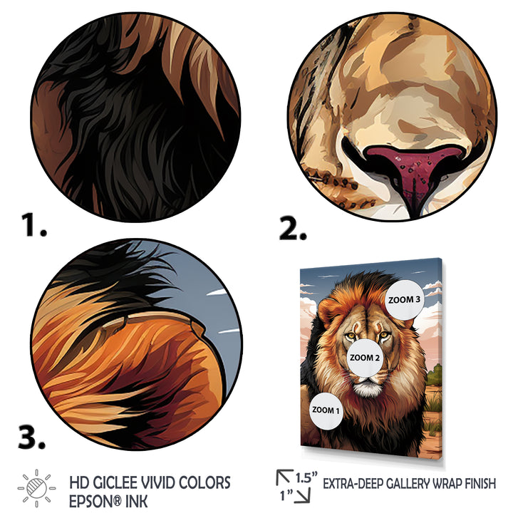 Portrait Of A Wild Lion Vintage Illustration - Brown Lion Wall Art