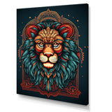 Portrait Of A Wild Lion Retro Illustration - Lion Framed Canvas Art