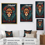 Portrait Of A Wild Lion Retro Illustration - Lion Framed Canvas Art