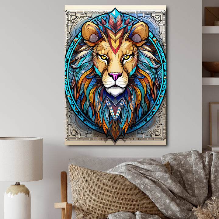 Portrait Of A Wild Lion Contemporary Illustration - Lion Home Decor Art