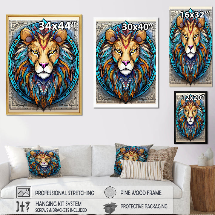 Portrait Of A Wild Lion Contemporary Illustration - Lion Home Decor Art