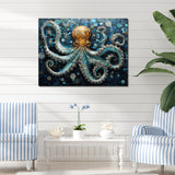 Portrait Of Blue Mystical Octopus Painting - Octopus Canvas Wall Art