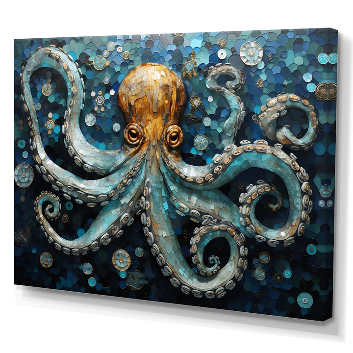 Portrait Of Blue Mystical Octopus Painting - Octopus Canvas Wall Art