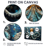 Portrait Of Blue Mystical Octopus Painting - Octopus Canvas Wall Art