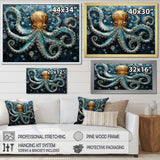 Portrait Of Blue Mystical Octopus Painting - Octopus Canvas Wall Art