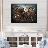Portrait Of Brown Mystical Octopus Painting - Octopus Wall Decor