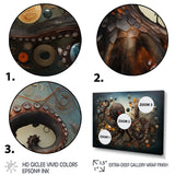 Portrait Of Brown Mystical Octopus Painting - Octopus Wall Decor
