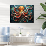Portrait Of Orange Mystical Octopus Painting - Octopus Wall Art Prints