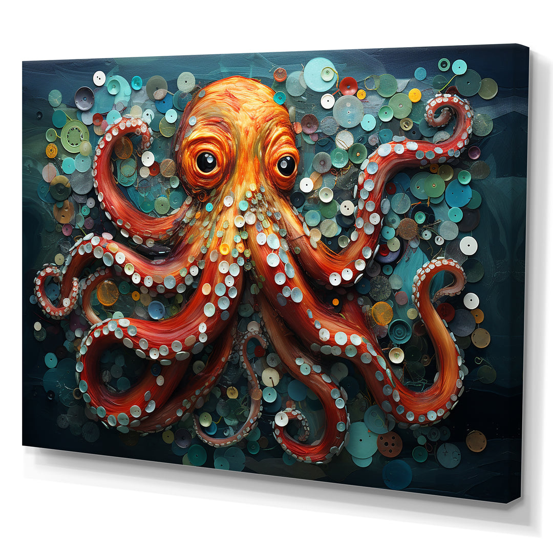 Portrait Of Orange Mystical Octopus Painting - Octopus Wall Art Prints