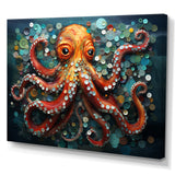 Portrait Of Orange Mystical Octopus Painting - Octopus Wall Art Prints