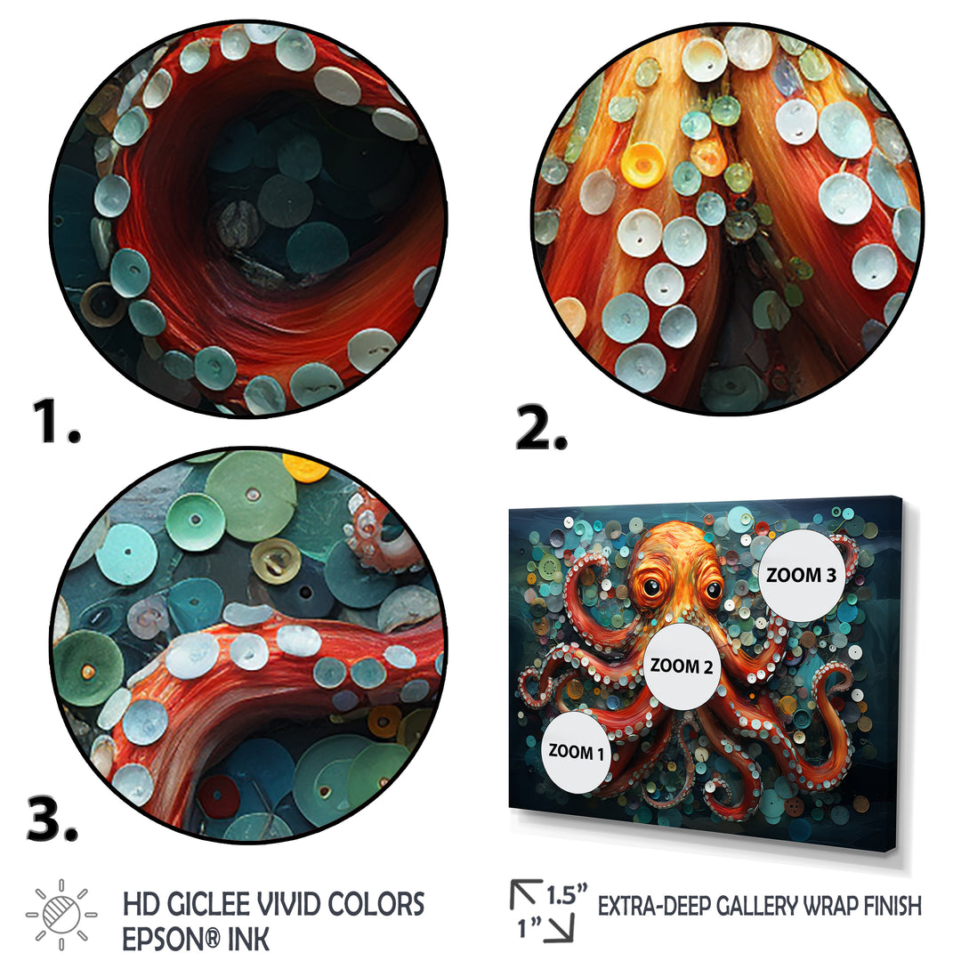 Portrait Of Orange Mystical Octopus Painting - Octopus Wall Art Prints