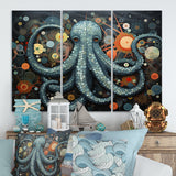 Portrait Of Blue Mystical Octopus Painting II - Multi-Panels
